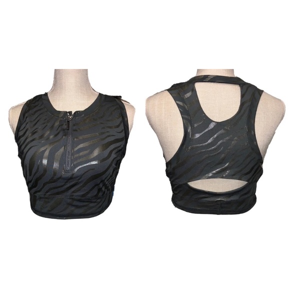 Tahari sport half zip sport bra coated zebra new with tags - Picture 2 of 7